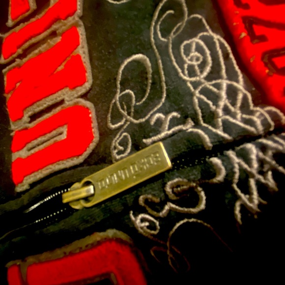 Ecko Unltd Hoodie Mens XXL Black Red Zip Grunge Rap Skate Spellout Sweatshirt - Picture 4 of 8